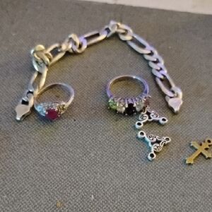 Elegant Silver Rings 💍 (2)& Bracelet